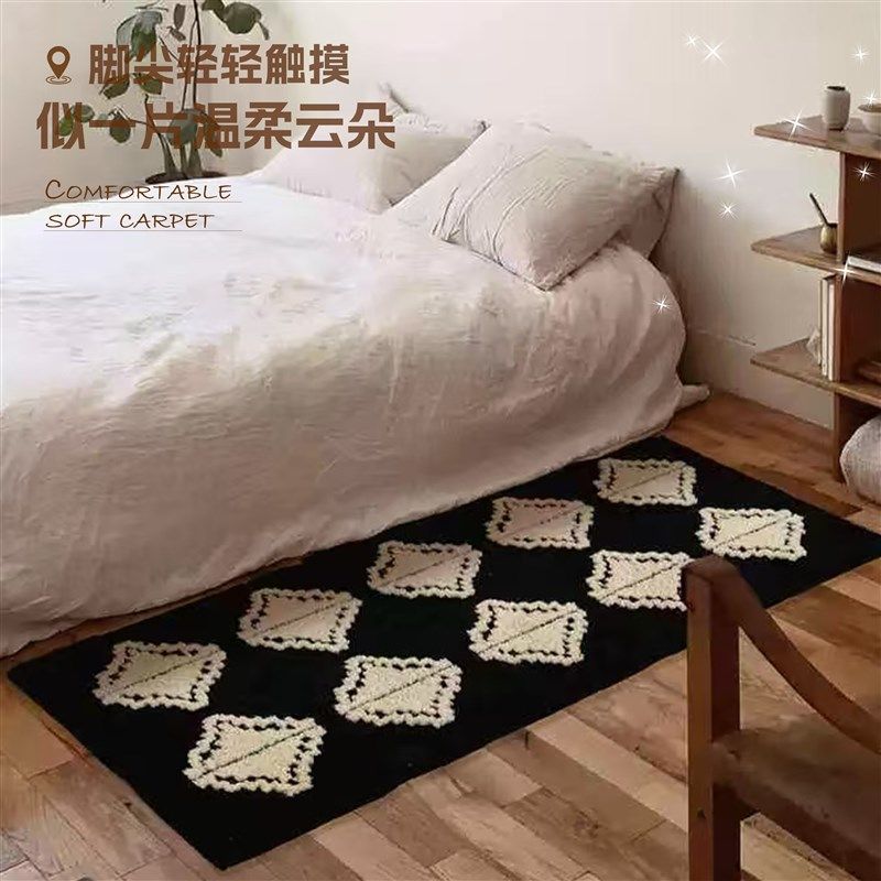 织己织物中古风植绒卧室客厅卧室装饰垫床边毯加厚地垫客厅地毯,居家布艺,床边毯,淘宝优惠券,粉丝福利购,淘宝优惠卷