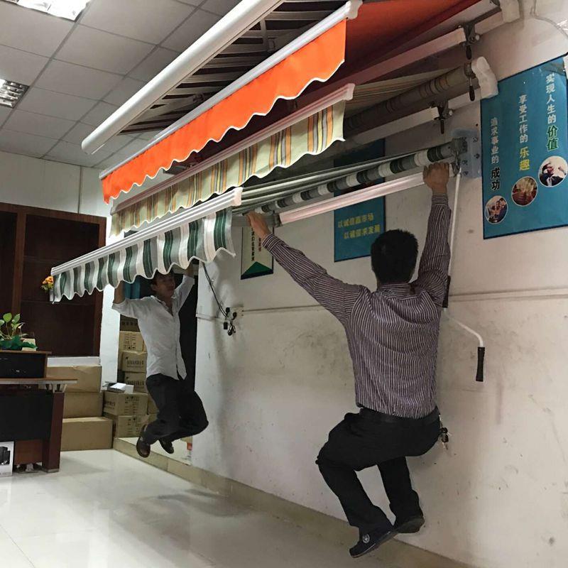户外铝合金曲臂门店遮阳棚阳台伸缩雨棚折叠电动彩条停车遮阳雨蓬