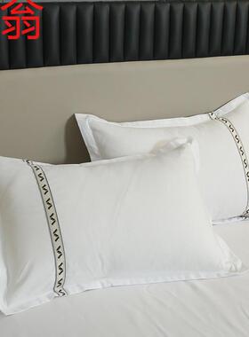 E4C全套宾馆酒店床上用品四件套民宿房三件套加厚纯白色床单被套