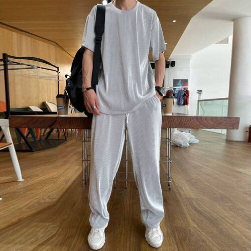 Boys Casual And Fashionable Solid Color Suit Loose Round Nec
