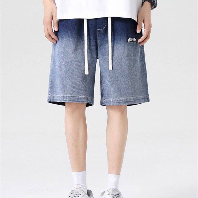 2023 New Gradient Summer Denim Shorts Men Cotton Casual Bree