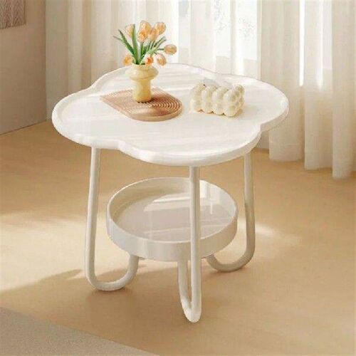 2-Tier Sofa Side Table 4-Leaf Clover Shape Coffee Table