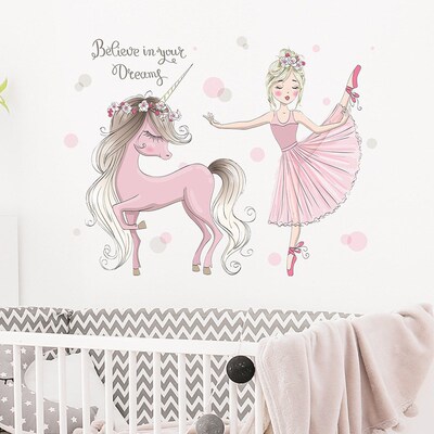 Princess Wall Stickers Cartoon Unicorn Stickers Vinyl Decora