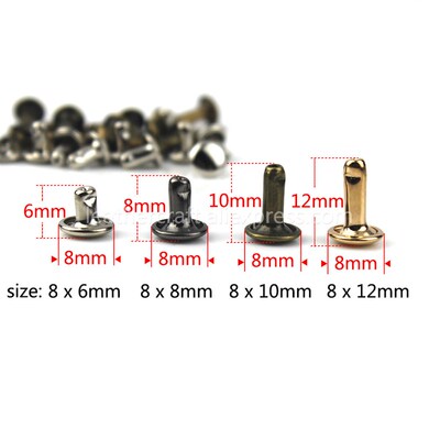 100sets 6mm 8mm Metal Double Cap Rivets Studs Round Rivet fo