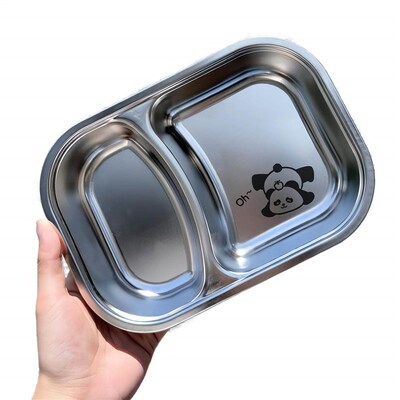 Stainless Steel Childrens Partitioned Plate for Kindergarte