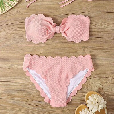 Sexy Bandeau Bikini Set 2024 Women Brazilian Swimsuit Solid