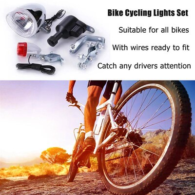 Bike Cycling Dynamo Lights Set Safety No Batteries Needed He
