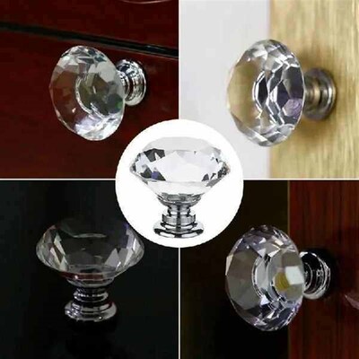 16Pcs/set 30mm Diamond Shape Design Crystal Glass Knobs