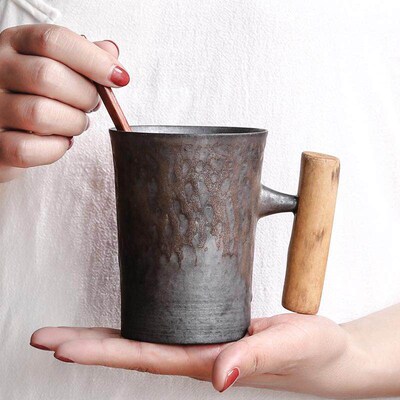 Japanese-style Vintage Ceramic Coffee Mug Tumbler Rust Glaze