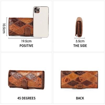 2022 New Womens wallet retro womens leather wallets  Long