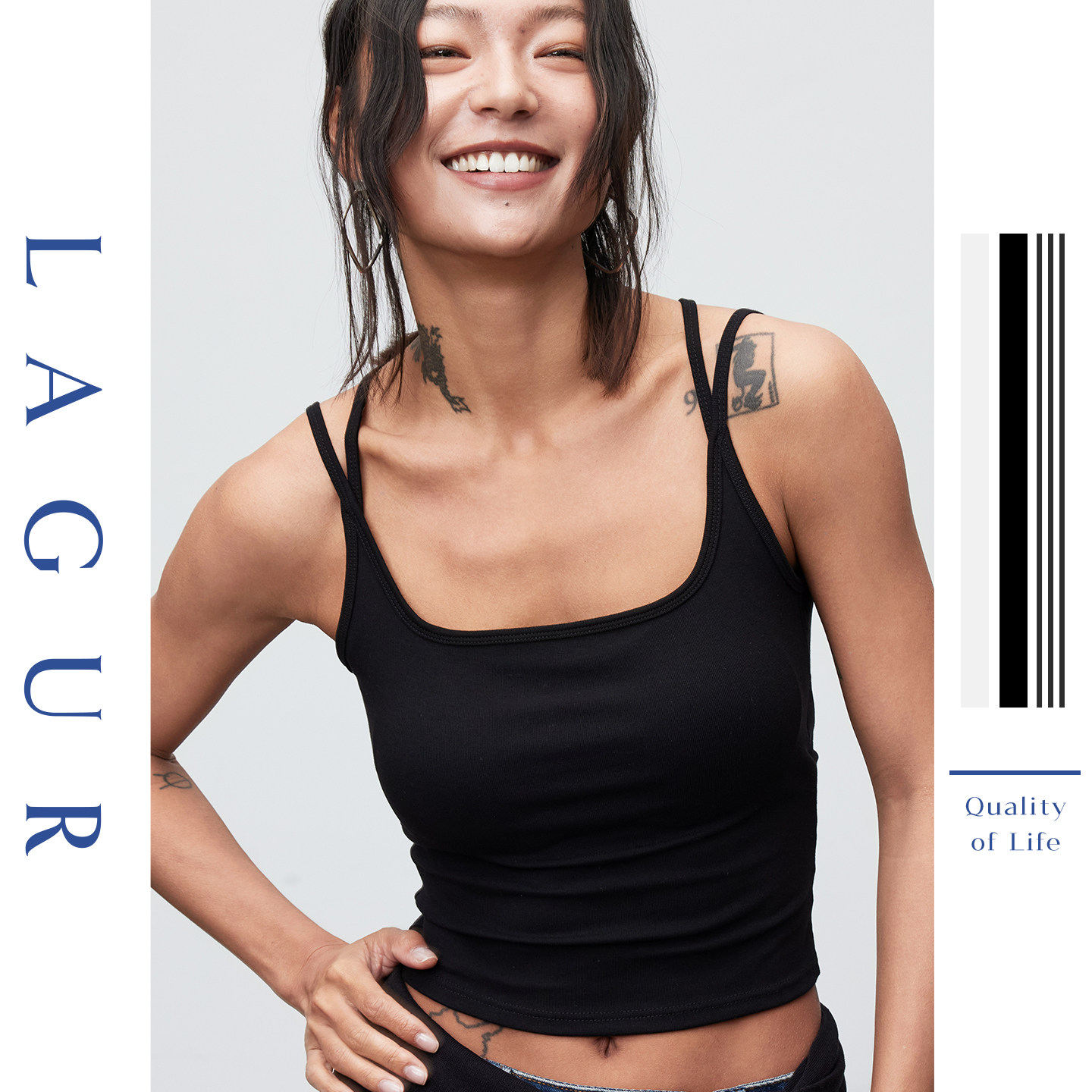 Lagur双吊带背心独特设计感上衣图片