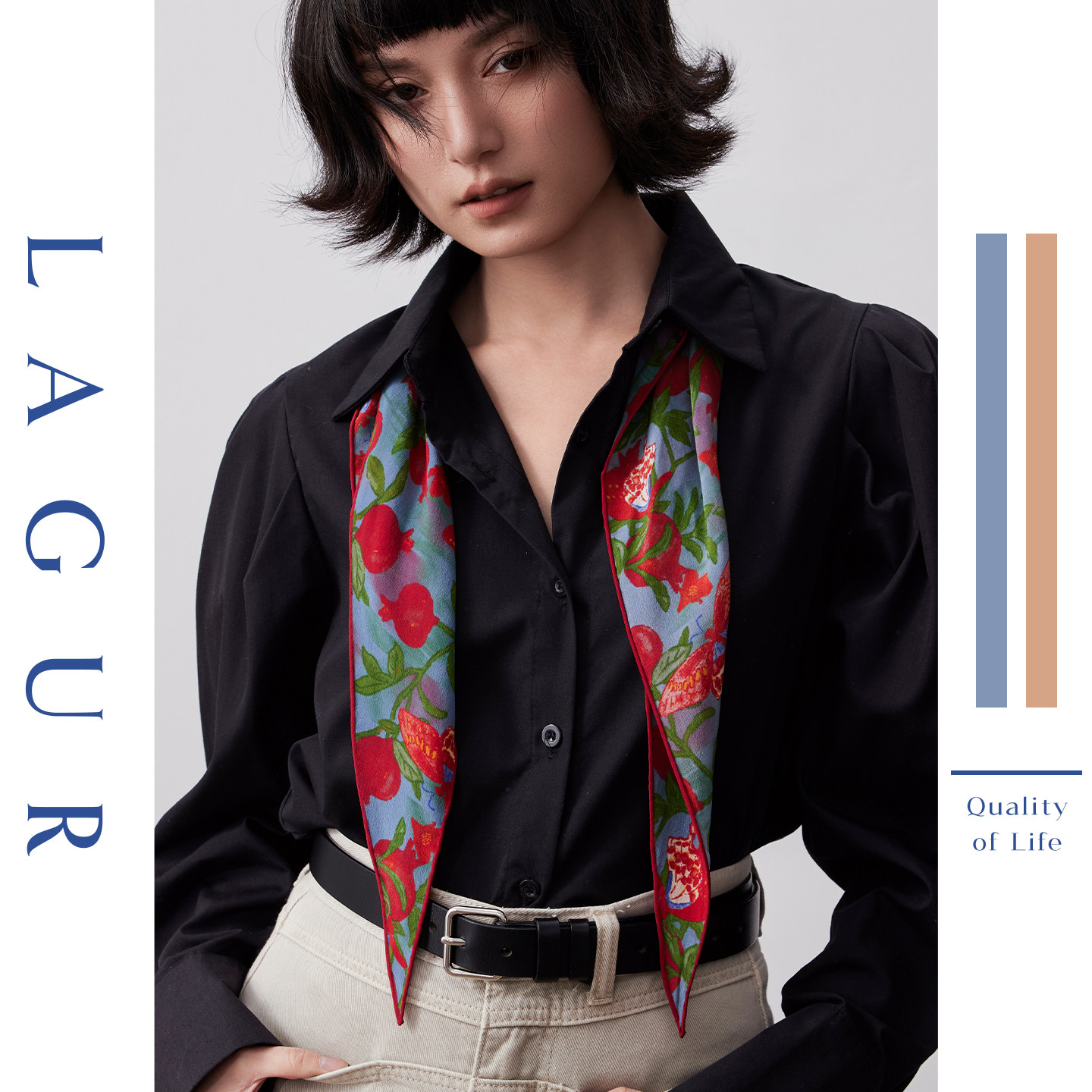 Lagur丝巾系脖高级感复古港风女图片