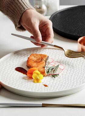 日式牛排盘子餐北浅平欧风格创意艺术厅盘圆形西81915餐盘板盘面