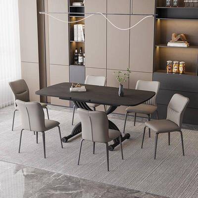 WHF轻奢板能拉长餐桌茶几用自由升降两岩移动家用小户型多功折叠