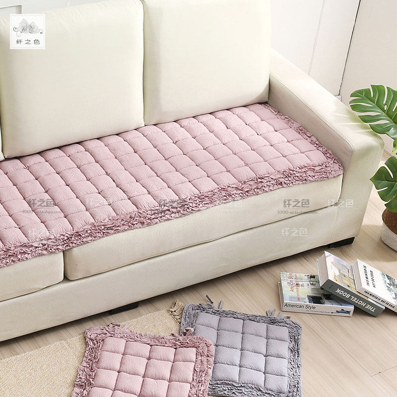 韩式全棉纯色粉灰馒头坐垫沙发垫罩巾加厚客厅防滑座垫子纤之色,居家布艺,沙发垫,淘宝优惠券,粉丝福利购,淘宝优惠卷