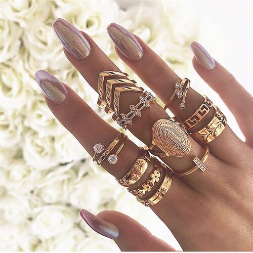 Bohemia Ring Set Women Butterfly Floral Zircon Rings Vintage