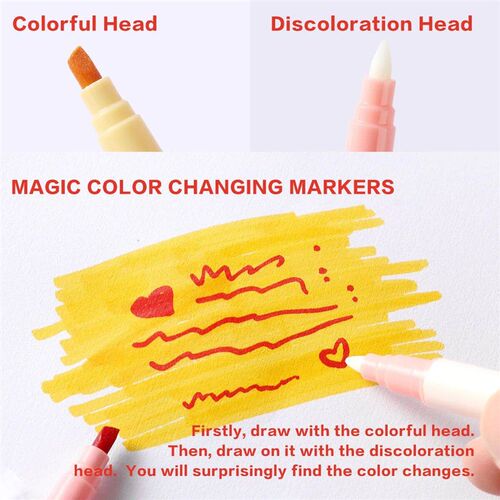 12pcs Double-ended Magic Color Changing Highlighter Pen Set,