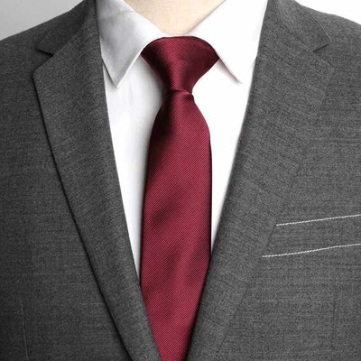 Mens Business Jacquard Slim Tie, British Classic Solid Colo