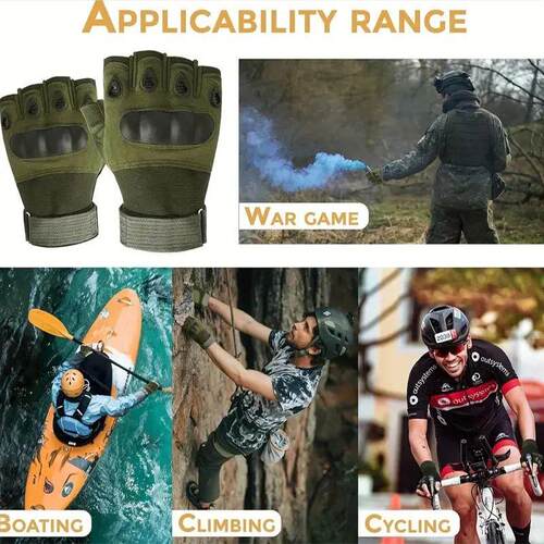 1Pair Tactical Fingerless Gloves for Men - Ideal for Outdoor