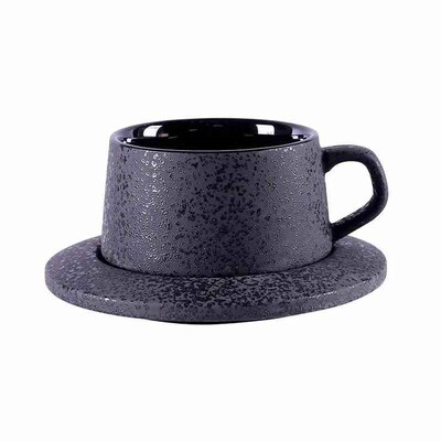 Black Matte Coffee Cup  Set Ceramic Cups with Spoon & Holder