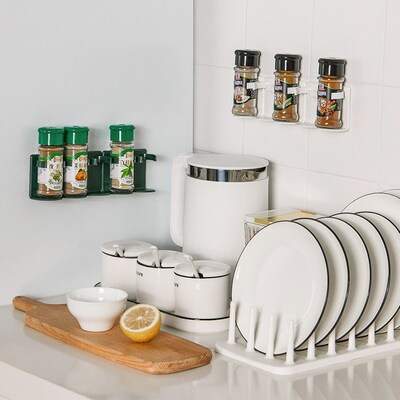 5PCS Wall mounted Kitchen Condiment Jar Storage Rack Cabine