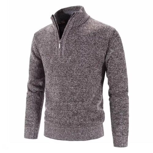 Autumn Winter Thick Knitted Sweater Men Pullovers Solid Colo
