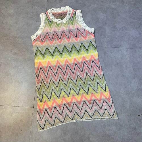 Summer Knit Mini Dress Women Rainbow Striped Dress Ladies Sl