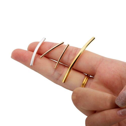 50-100pcs/lot 25-30 mm Stripe Copper Curve Tube Spacer Beads
