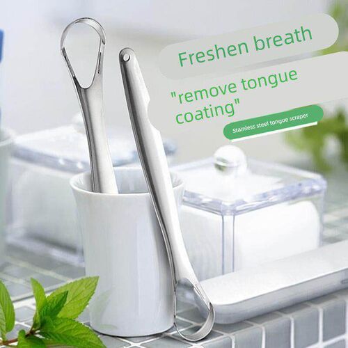 Portable Tongue Cleaner Tongue Scraper Reusable Stainless