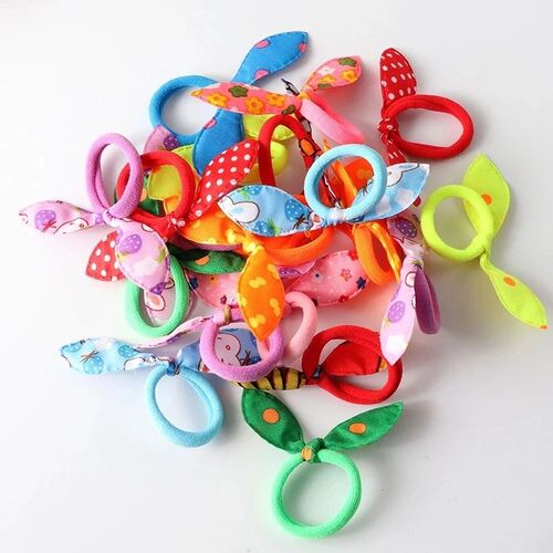 20Pcs Cute Small Rabbit Ear Hair Bands Girl Rubber Band Elas