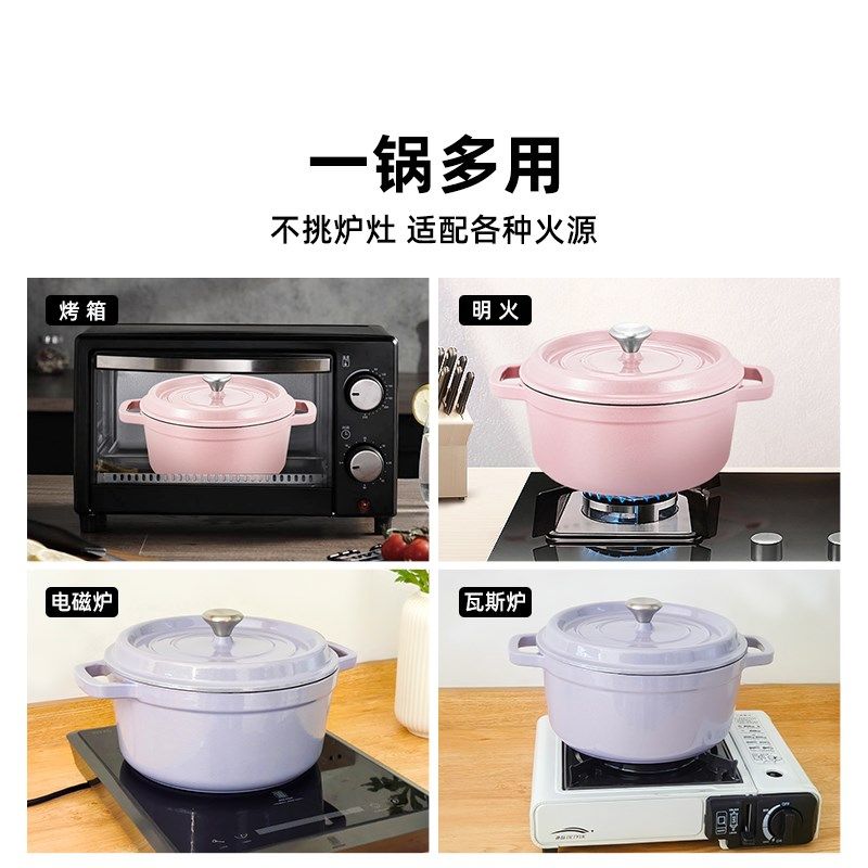 莱德斯 珐琅锅铸铁锅家用焖煮锅炖盅汤锅砂锅不粘锅电磁炉燃气用