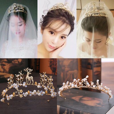 Wedding Crown For Bridal Queen Tiara With Earring Set Rhines