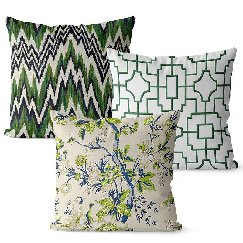 中式花鸟图案棉麻面抱枕沙发装饰靠垫床头大靠背腰枕定制尺寸