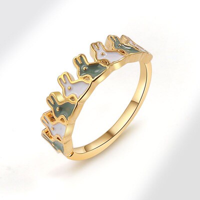 Rabbit Ring Hepburn Style Enamel Ring Fashionable Versatile