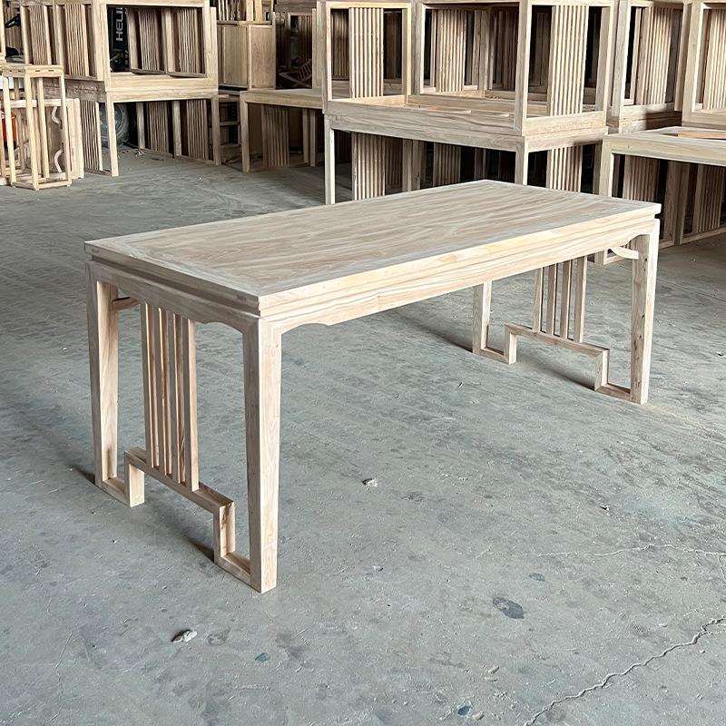 实木中式茶桌茶台泡茶喝茶桌办公画案白茬白胚老榆木家具工厂