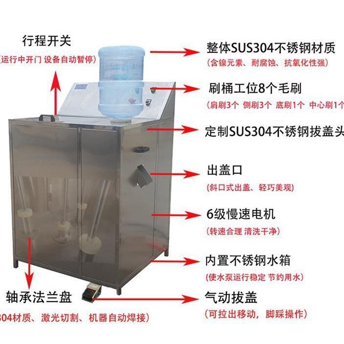 全自动桶装水洗桶机 高压水桶刷桶机 单工位双工位拔盖刷桶一体机