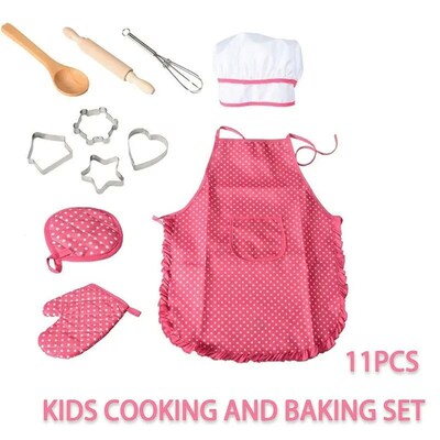 11PCS Kids Cooking Baking Set Chef Set, Includes Apron for G