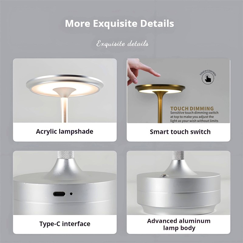 Wireless Simple Decorative Table Lamp Infinitely Dimmable At - 实物图