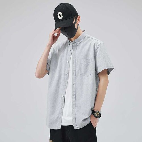 Cotton Short-sleeved Shirt Mens Summer New Business Casual