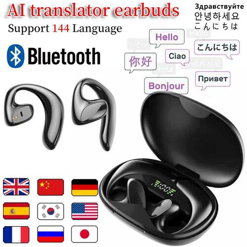 Smart AI Translator Earbuds Bone Conduction 144 Languages Re