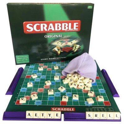 Scrabble Board Puzzles Game Jigsaw-Words Spelling-Table Kids