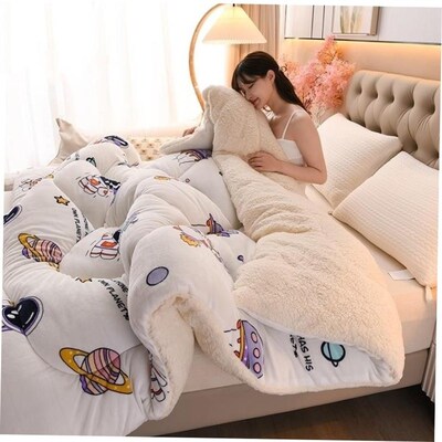 Super warm winter flannel quilt comforter blanket bed duvet1