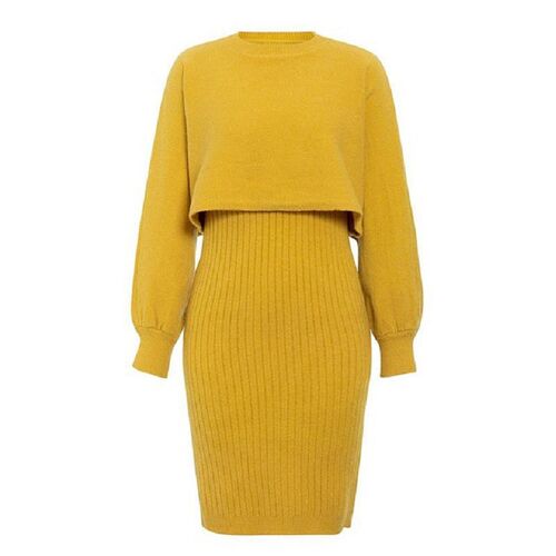Knitted dress two-piece autumn and winter new fashion solid