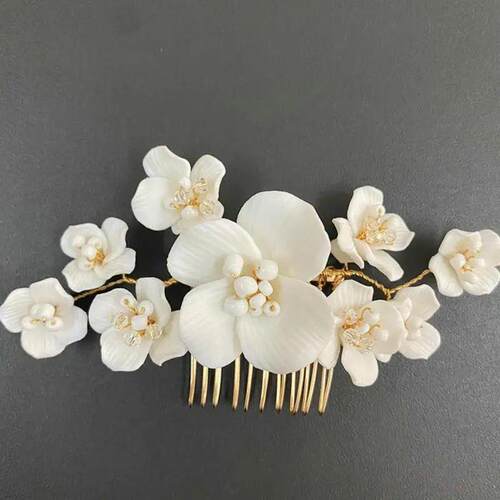New Arrival Handmade Ceramic Flower Bridal Hair Combs Access