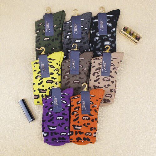 MidAutumn Korean Womens Socks Leopard Print Threaded Tight F
