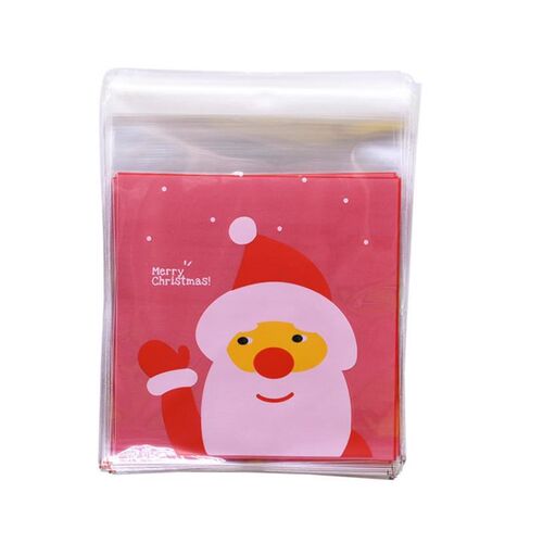 50Pcs 10x10cm Christmas Candy Cookie Gift Bags Plastic