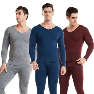 Mens V-neck Thermal Underwear Set  Long Johns Men Autumn Win