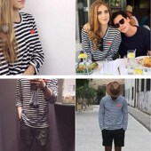 shirt Round Spring Love Autumn Embroidered PLAY Striped