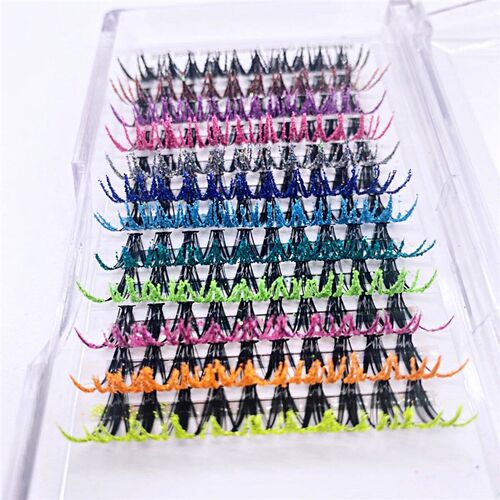 Glitter Individual Lashes Colorful Glitter False Eyelash Ext
