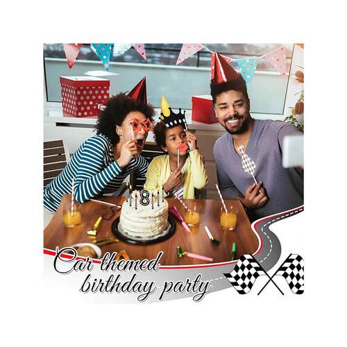 7Pcs Racing Cars Themed Birthday Candles Black and White Che